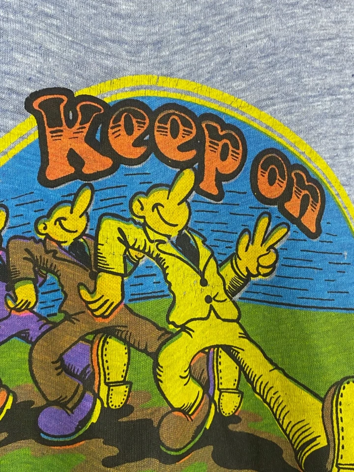 1970-е Vintage R. Crumb Keep On Truckin'... Графическая Футболка Woodstock Psychedelic - Изображение 4 из 4