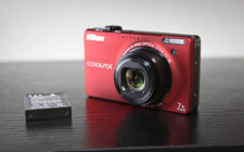 Nikon COOLPIX S6000 Digital Camera 14.2MP 7x Zoom Red With Battery