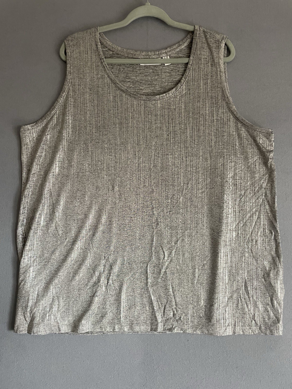Susan Graver 2X Liquid Knit Metallic Silver Open Cardigan Tank Set Holiday NYE