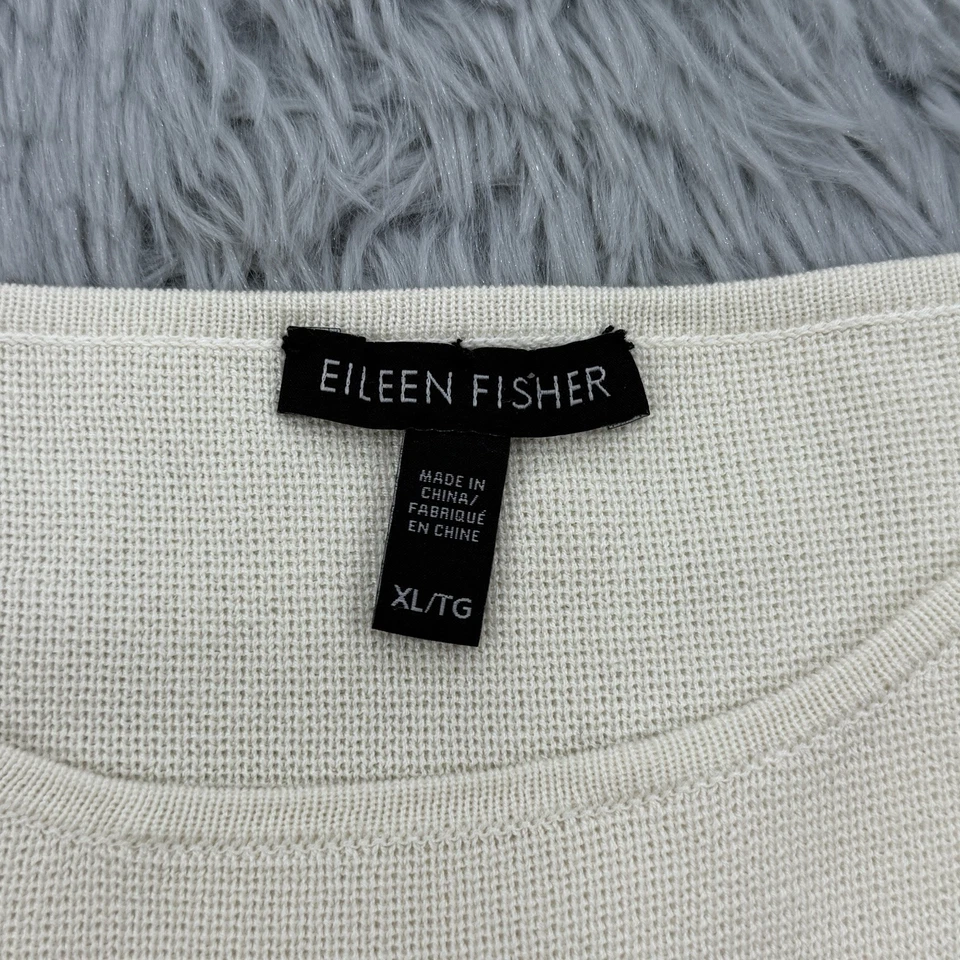 Suéter Eileen Fisher Mujer XL Crema Seda Algodón Orgánico Cuadrado Lagenlook Foto 2 de 4