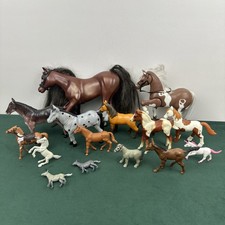Lot 15 Toy Horses Mixed Sizes Plastic Figures