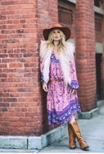 SPELL & THE GYPSY COLLECTIVE Folktown Pink Gown Dress Boho Size XS SP14