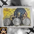 1943 PDS Lincoln Steel Wheat Cent Set, About Uncirculated Condition In Snaplock