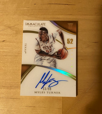 2015 Panini Collegiate Immaculate Numbers MYLES TURNER #347 Rookie Auto RC #d/99