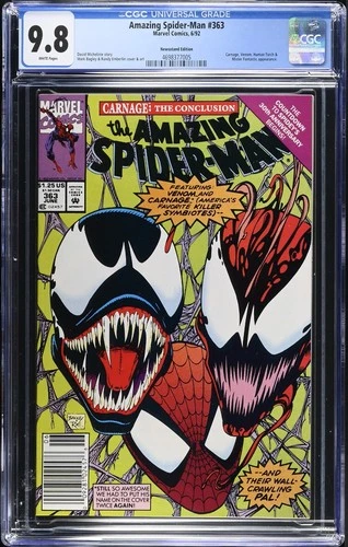 🔥 AMAZING SPIDER-MAN #363 CGC 9.8 Newsstand Edition 3rd Carnage Venom Bagley🔥
