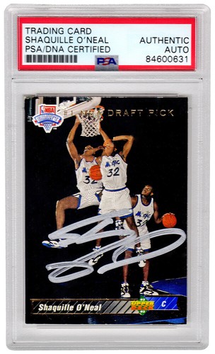 Shaquille O'Neal Autographed 1992-93 Upper Deck Draft Pick Rookie Card #1- (PSA)