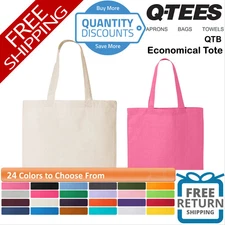 🔥 Q-tees Economical Tote Bag Shopping 100% cotton fabric handles durable QTB