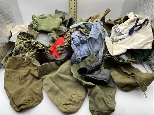 Vintage 12 inch G.I. Joe Clothing Job Lot Mix Clothing Duffles Boots “Look”