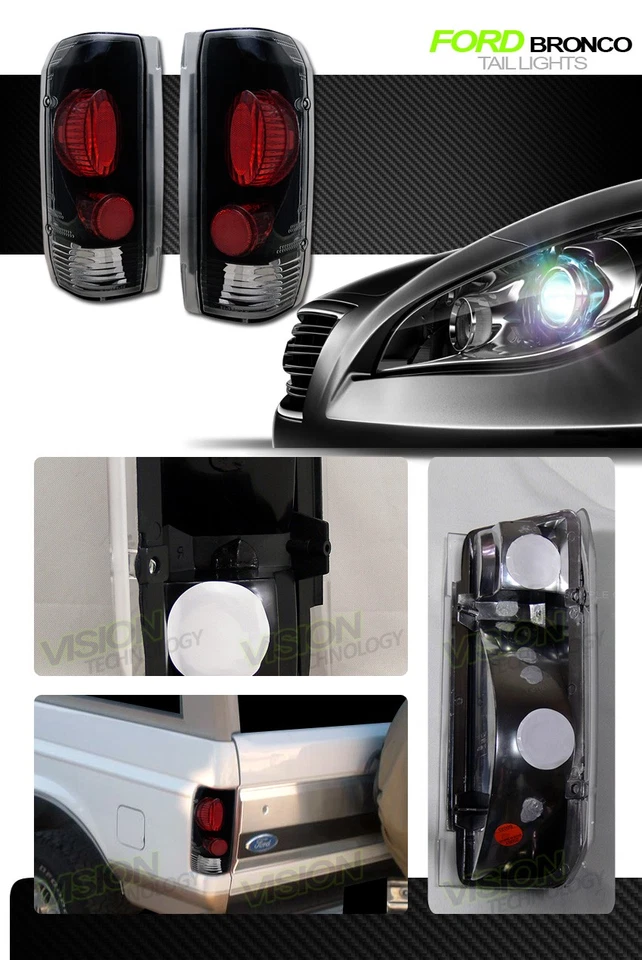 Luz trasera Len Altezza negra transparente para Ford Bronco 90-97 F150 F250 90-96 Foto 2 de 2