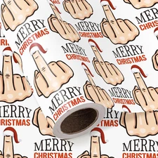 Funny Christmas Wrapping Paper - Mini Roll - 17 Inch X 16.5 Feet - Rude Adult Ch