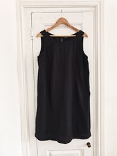 M&S black shift dress linen blend size 14 regular sleeveless