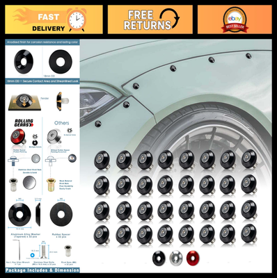 #ad 32 Piece M6 x 18mm Black Anodized Aluminum Washer Bolt Kit for Widebody amp; Bumper $59.99