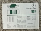 MERCEDES BENZ 190D Sales Brochure 1961 1962 1964 FIN BACK — photo 5