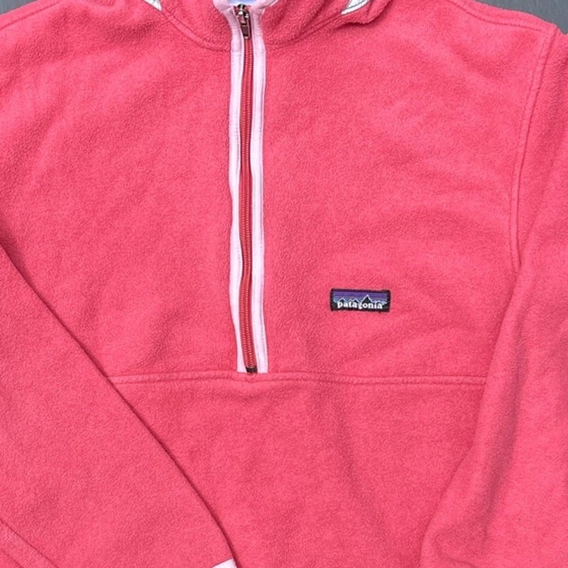 Girls Kids XL Patagonia Synchilla Marsupial Fleece Jacket Pullover Zip Pink - Image 3 of 4