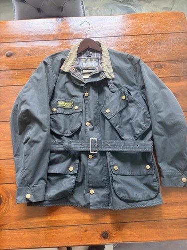 Barbour Men's International Jacket C44 112CM Black With Belt Made In England - product listing photo