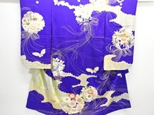 7577513: JAPANESE KIMONO / ANTIQUE KIMONO / SILK / EMBROIDERY / KINSHA / FLORAL 