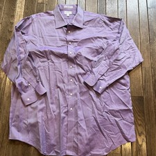 Paul Fredrick Shirt Men's 19-35 Easy Care 100 Cotton Herringbone Purple