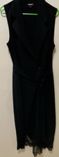 Express Pinstripe Lace Belted Collared Sleeveless Long Sheath Dress Black Size 6