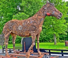 Full Size Horse Sculpture Statue ! Rowdy The Scrap Iron Horse