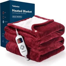 Heated Blanket Throw, Wearable Heated Blanket 50x60 Soft Flannel Electric Red