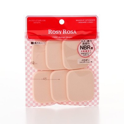 ROSYROSA Makeup Sponge N squareL 6P [Square-shaped sponge that fits perfectly in