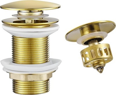 Gold Ablaufgarnitur Waschbecken, Pop-Up Ablaufventil mit Siebkörbchen, Abfluss 