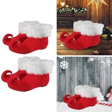 1 Pair of Red Christmas Elf Shoes Elf Boots Funny Comfortable Santa Xmas Shoes
