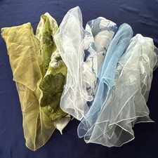 VTG 1950s 1960s Italy Sheer Chiffon Scarf Lot of 6 Floral Leaves WPL 8673 B/G
