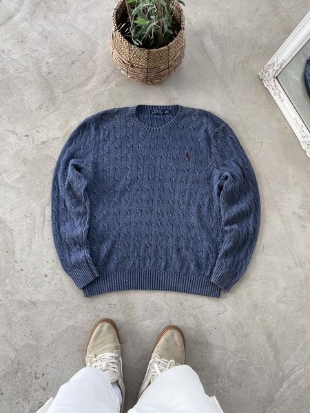 Men Polo Ralph Lauren Sweater Navy Cotton 42 / XL #CM9H