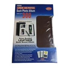 Pioneer 2 Pack Brown Bonded Leather Photo Album 600 Pockets 4x6 Book Bound NOS