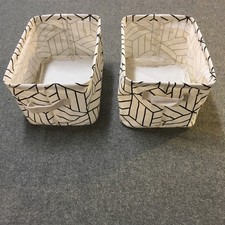 Canvas Storage Bins Set of 2 Black White Geometric Collapsible Modern Organize