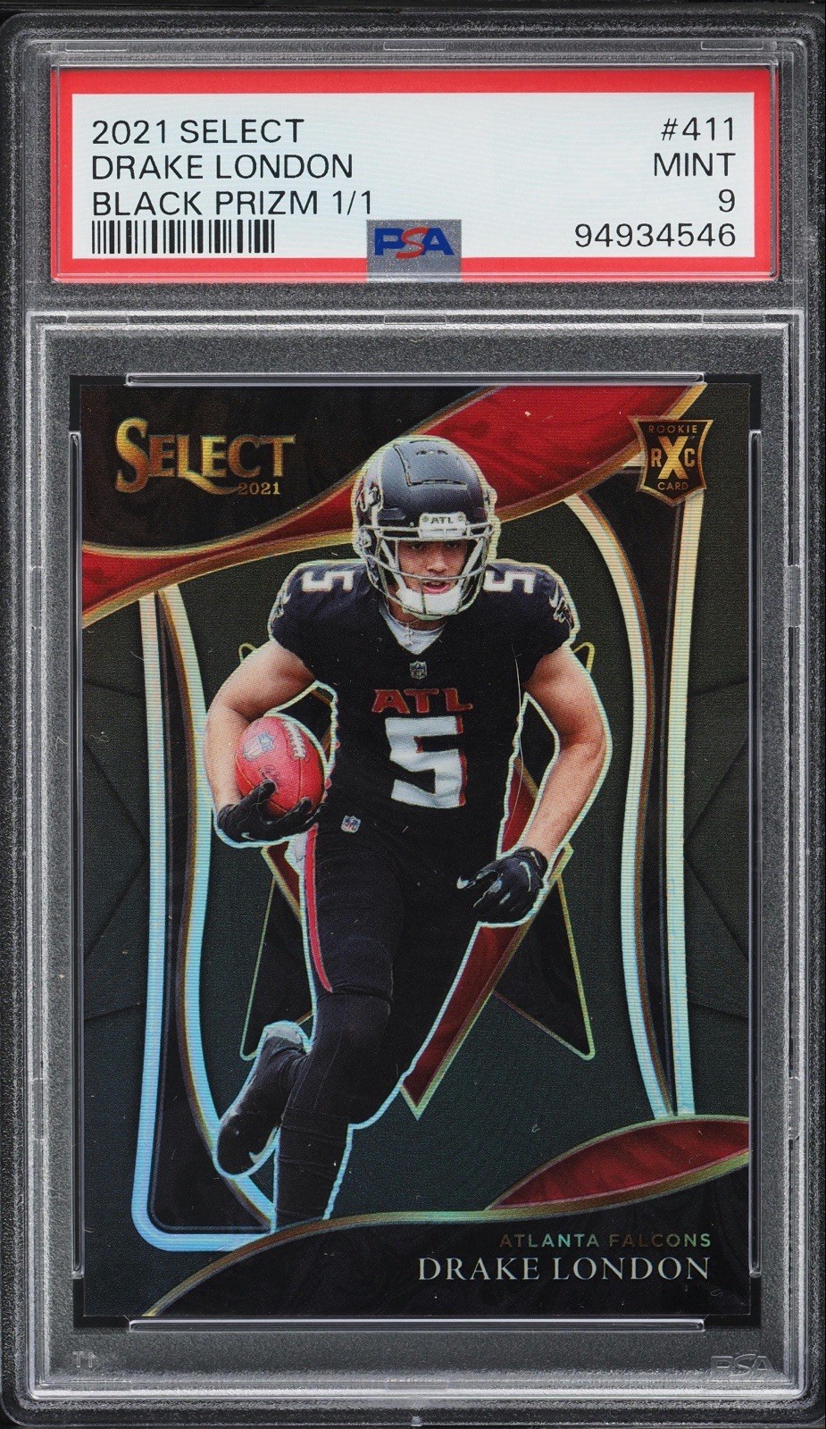 Drake London 2021 Select Black Prizm 1/1 XRC PSA 9