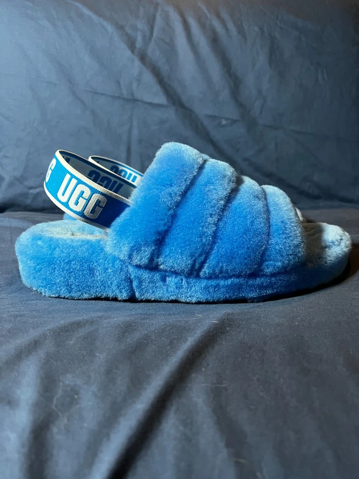 Ugg Fluff Yeah Slide Mujer Talla 10 Azul-Usado Sandalias Mujer-Esponjoso Slides Foto 2 de 4