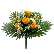 Künstlicher Rosen-Strauß 37cm. Weiß Gelb. Rosen Margeriten, Strauß für Hochzeit