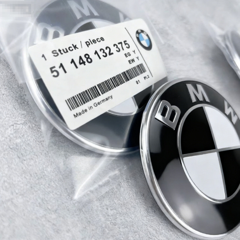 2PC Front Hood & Rear Trunk FOR BMW Badge Emblem (82mm + 74mm) Black & White US