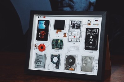 Framed iPod U2 Special Edition Teardown Art, Retro Tech Decor, Gift for Him