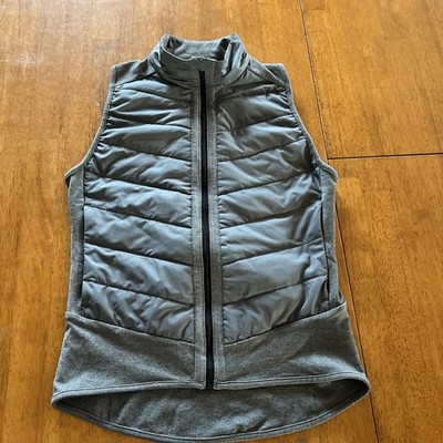 Lucy Down Puffer Vest Womens Small Gray Full Zip Pockets Running Goose Down