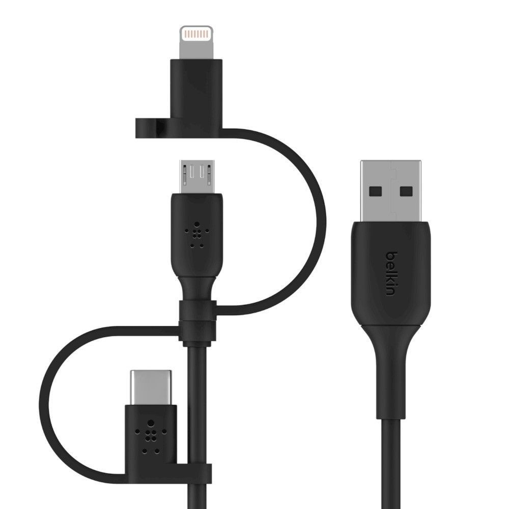 Boost charge cavo usb 1 m usb a usb c/micro-usb b/lightning nero - Immagine 2