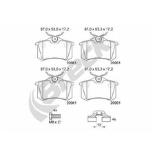 Satz Bremsbeläge 26252088 Bremsklötze hinten für Audi TT 8N3 8N9