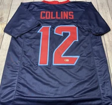 HOUSTON TEXANS NICO COLLINS SIGNED BLUE CUSTOM JERSEY BECKETT COA!!!!