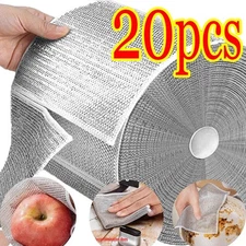 Metal Mesh Microfiber Kitchen Cleaning Cloth Quick-Dry Scrubber Pots & Stoves