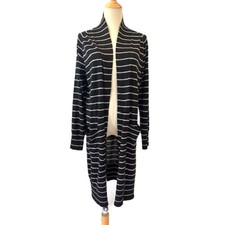 A New Day Target Black Tan Sweater Duster Long Small Striped NEW with Tags