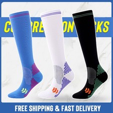 3 Pairs Compression Socks Graduated Support Calf Stockings Womens 20-30 mmHg