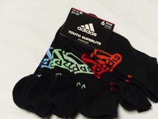 6-Pack Adidas YOUTH KIDS MEDIUM 2Y-5Y Superlite No Show Socks BLACK