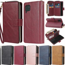 Funda tipo billetera con cremallera 9 tarjetas de cuero abatible para Huawei Y7P P30 Lite P40 Lite E