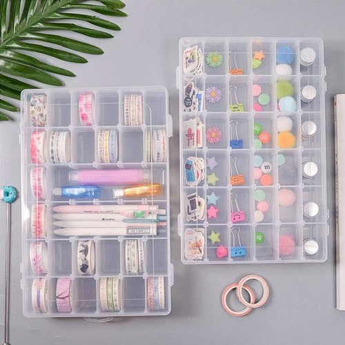 2er Pack 36 Gitter Klar Kunststoff Organizer Box mit Verstellbaren Teilern, Klein Basteln - Bild 6 von 7