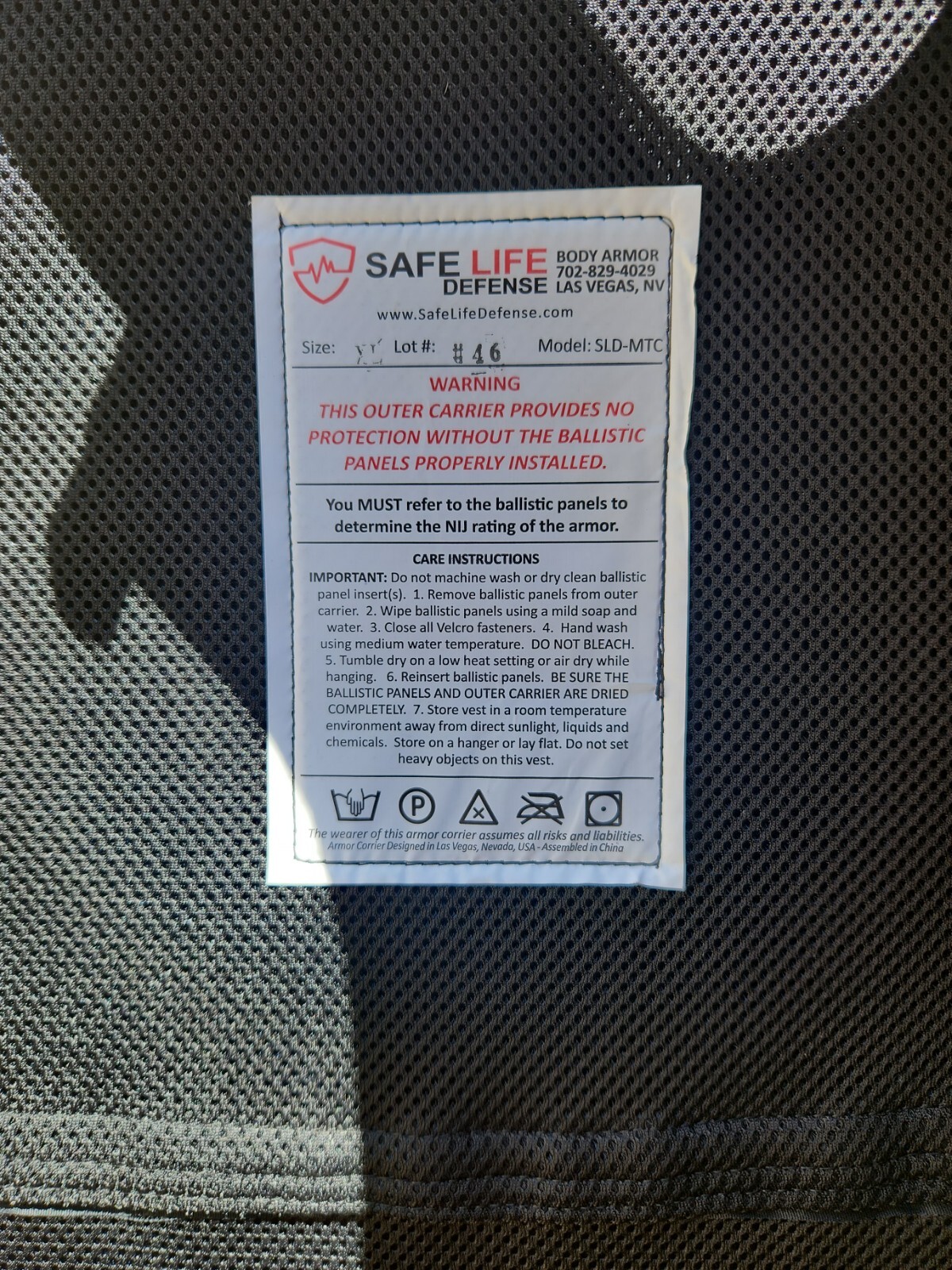 Safelife Defense Flexible Rifle Armor (FRAS) Size XL eBay