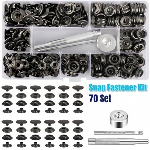 Heavy Duty 70 Sets 15mm 5/8" Snap Fasteners Kit Metal Button for Leather Craft