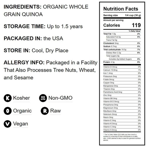 Organic White Quinoa Flour — Non-GMO, Kosher, Raw, Vegan — Food To Live - Picture 25 of 29