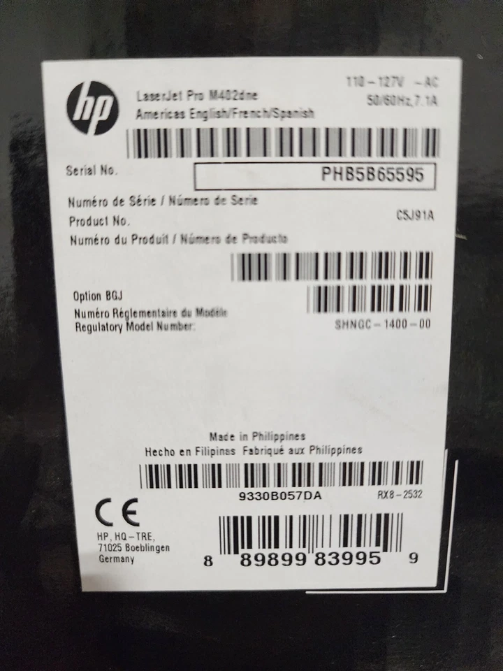 HP LASERJET PRO M402DNE DUPLEX PRINTER - C5J91A - NEW IN BOX - TONER INCLUDED - Image 4 of 4
